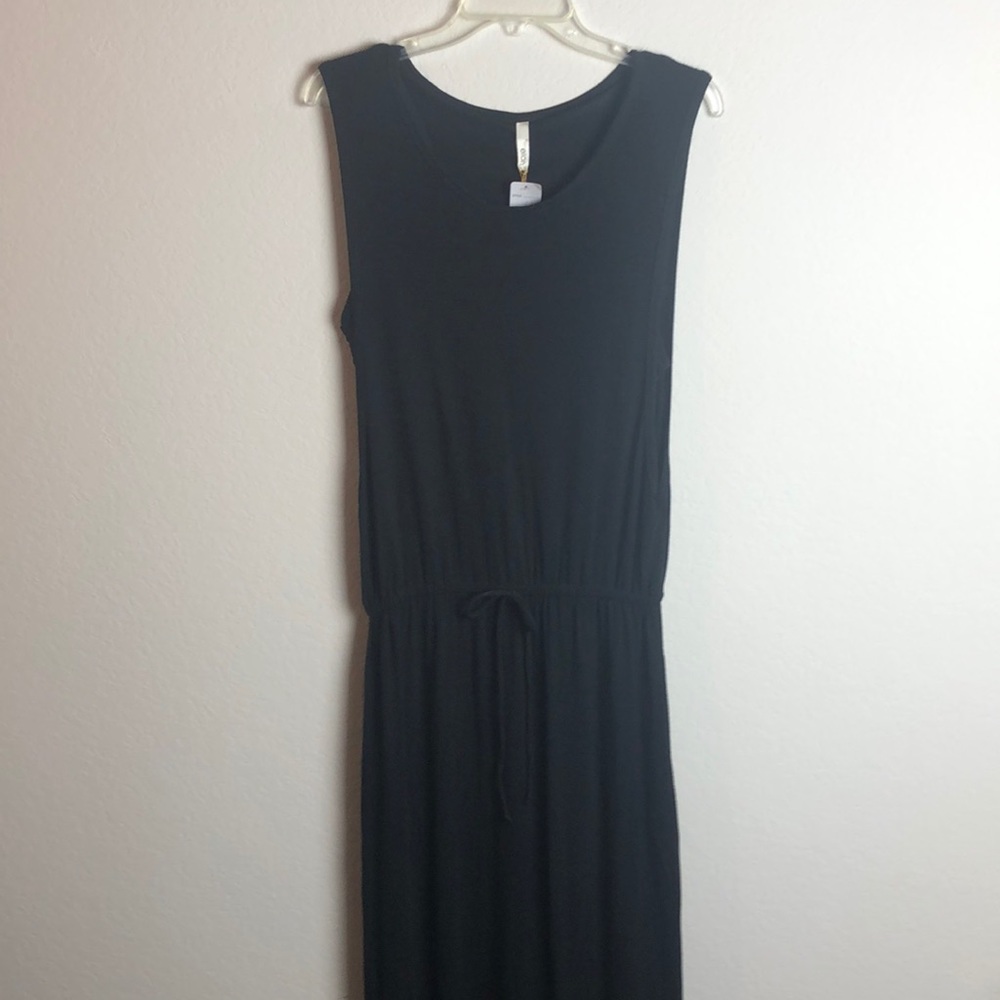 Elan Long Black Tank Maxi Dress L